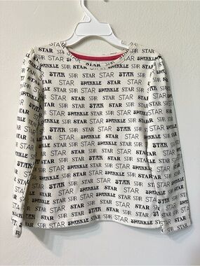 365Kids from Garanimals Girls Size 5 Long Sleeve Star Sparkle Print Top Cream